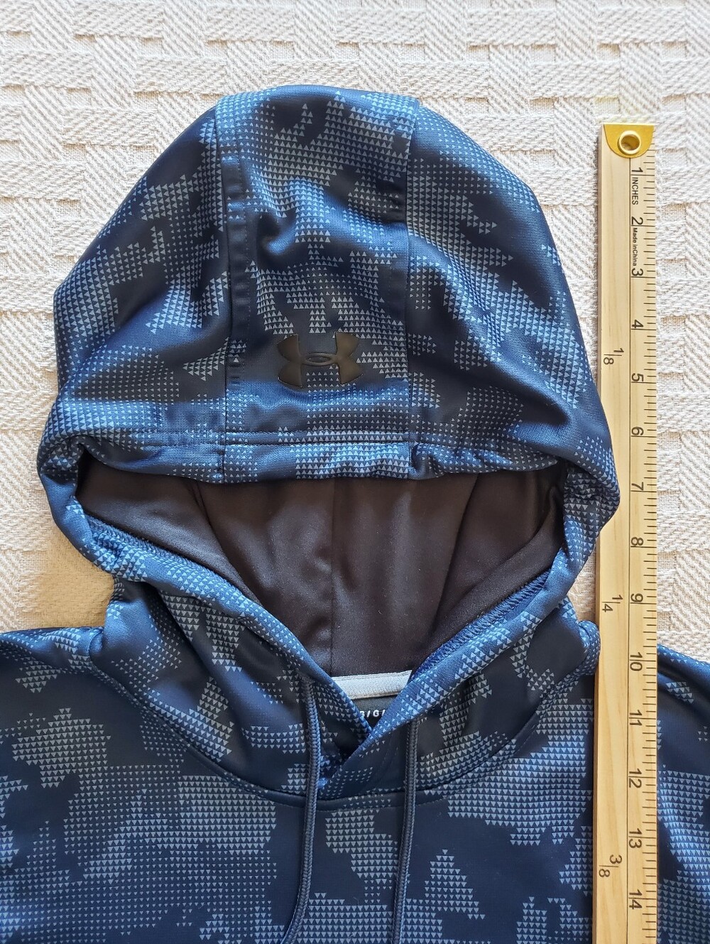 Under Armour Blue Digital Camo ColdGear Fleece Hoodie Sweatshirt Unisex - Picture 9 of 12